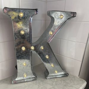 Marquee light up 13.5” letter “K”